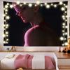 Romantic Anime Couple Tapestry Wall Hanging Night Embrace Silver Hair Manga Aesthetic Wall Art Indie Bedroom Decor