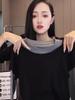 Plus Size Patchwork Faux Layer Long-Sleeve T-Shirt for Women, Slimming and Versatile Autumn Style.