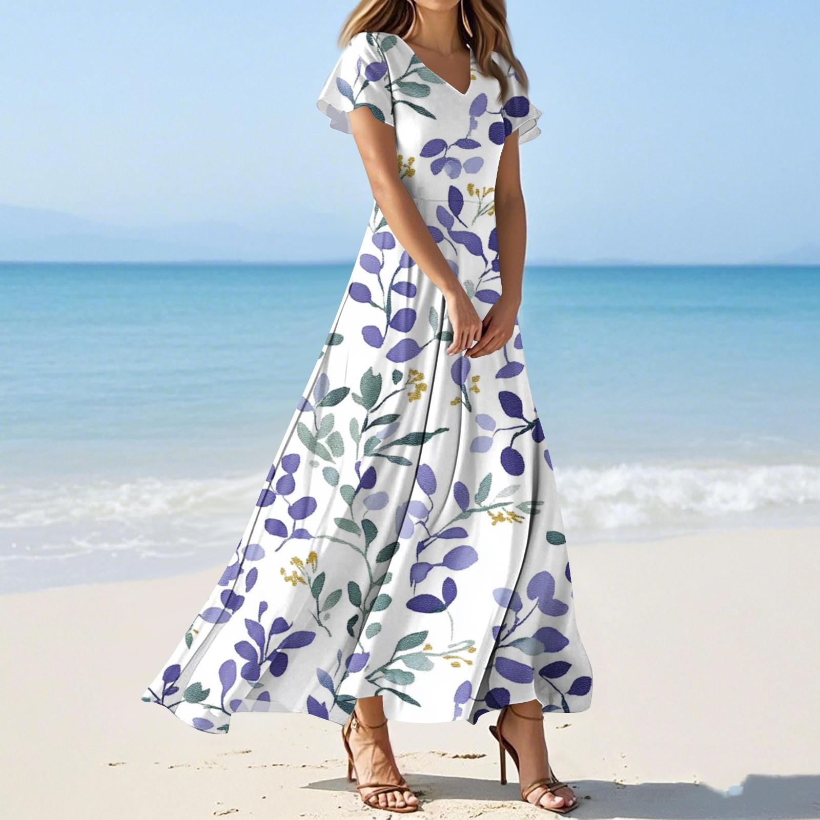 

Женские летние повседневные модные однотонные платья с V-образным вырезом и коротким рукавом L белый