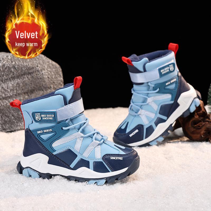 Children's Thickened High-Top Snow Boots for Boys - Warm, Cotton Lined, Cold-Proof Winter Shoes.