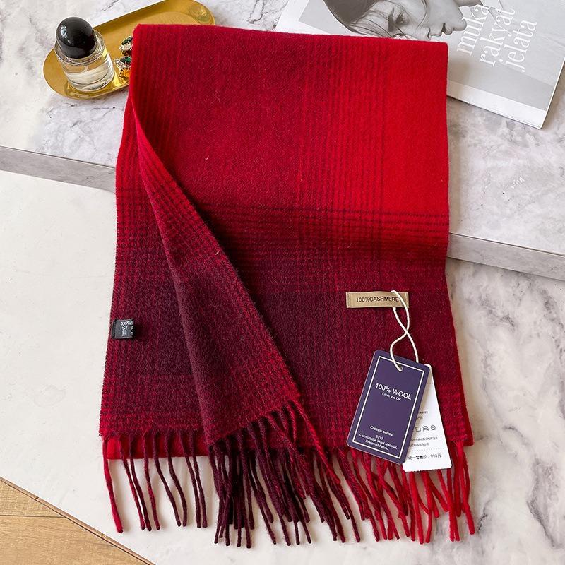 Cashmere scarf winter women's versatile corrugated plaid thickened scarf