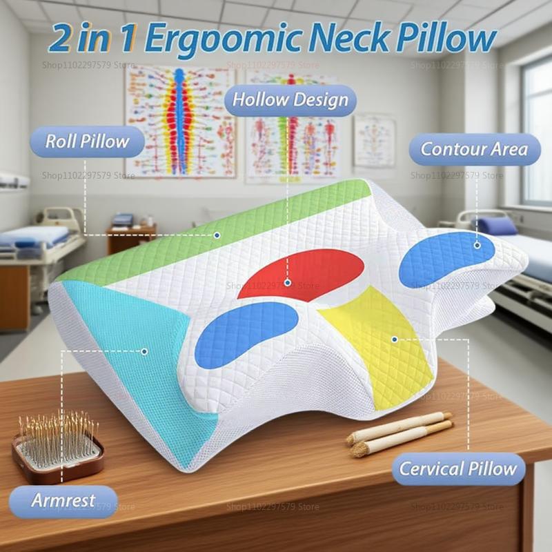 Cervical Support Pillow Memory Foam Neck Pain Relief Pillow for Neck and Shoulder Comfort Ergonomic Cervical Cushion for Sleep
