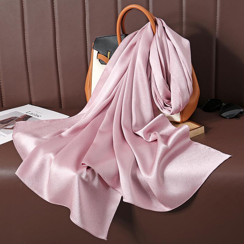 Solid Color Luxury Fashion Women Hijab Scarf Long Silk Soft Comfortable Scarves Shawl Muffler Neckerchief Outdoors Bandanna Lady