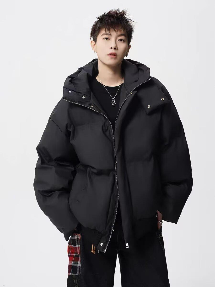 

American Retro Hooded Thickened Winter Puffer Jacket 2025 2XL чорний