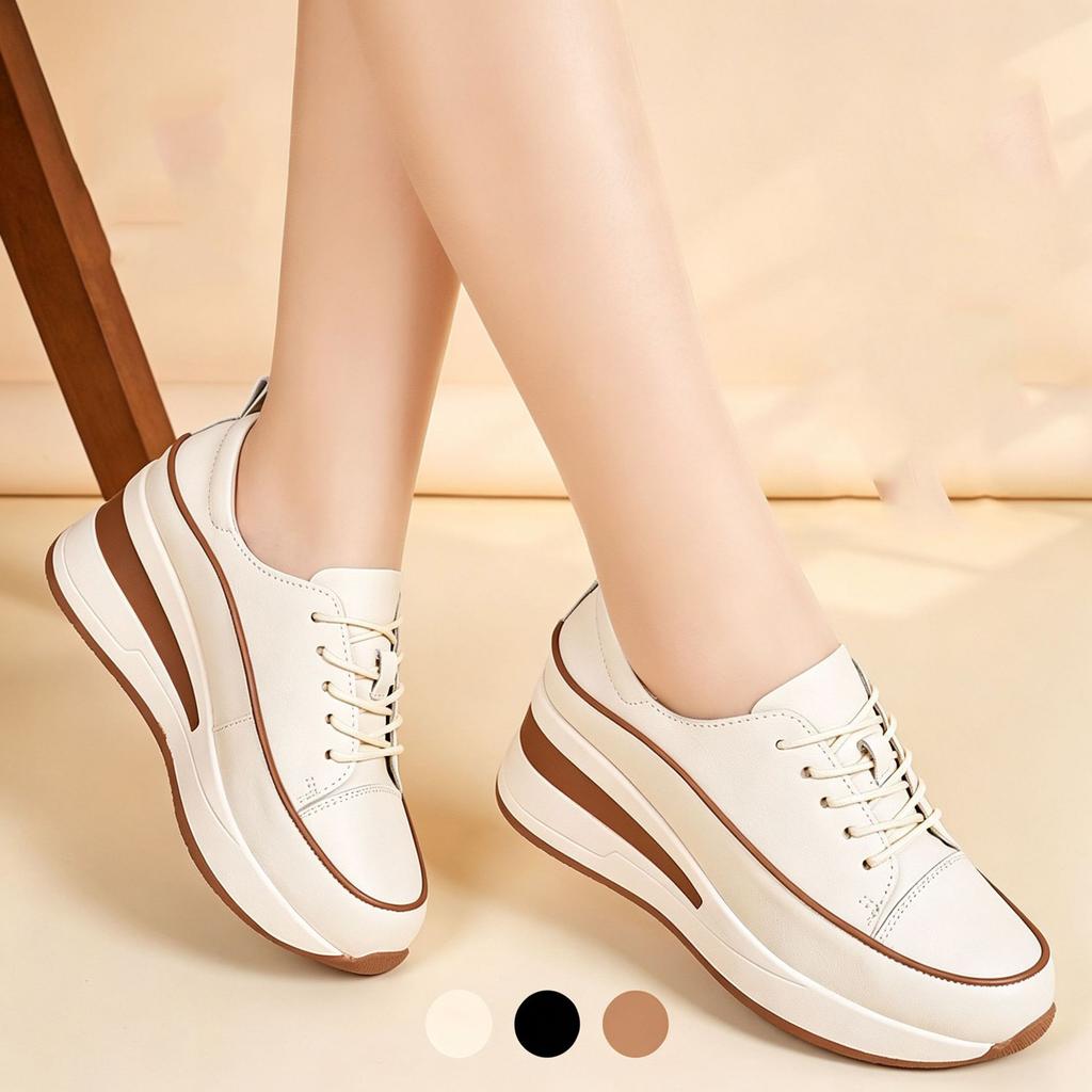 Women'S Minimalist Retro Heightening Mom Shoes, Soft-Soled Hollow Thick-Soled Casual Sneakers
