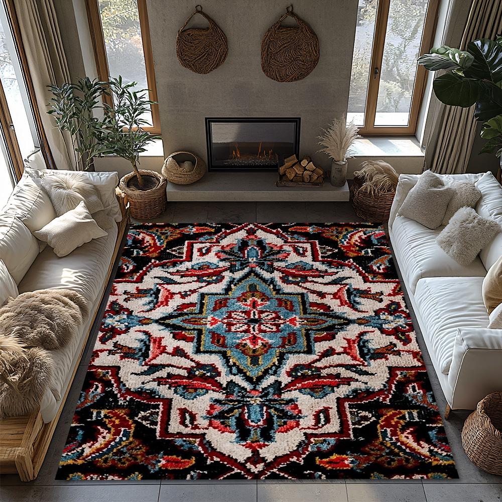 Vintage Persian Rug Pattern Doormat Indoor Outdoor Floor Mat Bohemian Area Rug Tribal Home Decor Throw Carpet Washable Non Slip