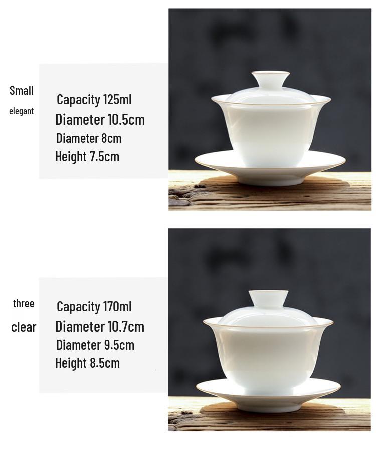 Customizable Handmade Sancai Gaiwan White Ceramic Tea Bowl - Thin-walled Kung Fu Tea Set