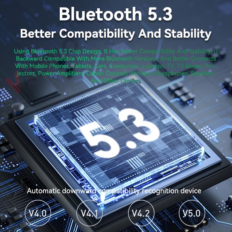 3 IN 1 Bluetooth 5.3 Audio Transmitter Receiver USB U-Disk Play 3.5mm AUX Stereo Music Wireless Adapter For Car PC TV Speaker