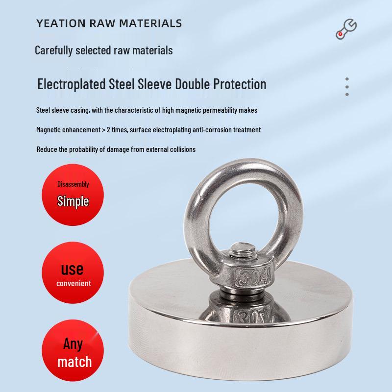 Heavy-Duty Underwater Salvage Magnet with Lifting Eye & Anti-Collision Suction Cup
