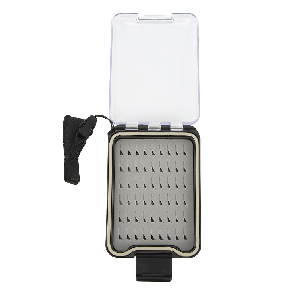 Fly Fishing Box Transparent Large Capacity Portable Waterproof Fly Fishing Lures Box Case with Lanyard for Fishing