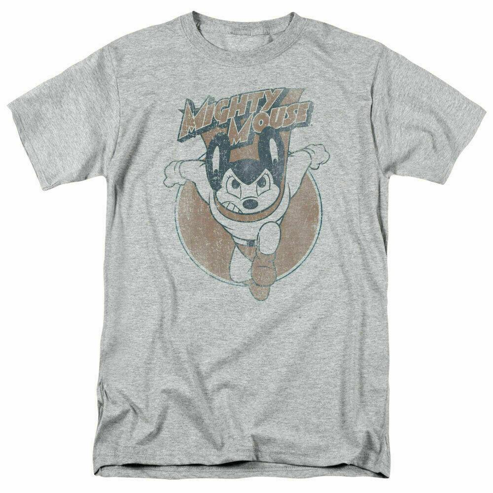 

26 Mighty Mouse Flying With Purpose T Shirt Mens Licensed Cartoon Merchandise Gray Unisex T-Shirt XXXXL