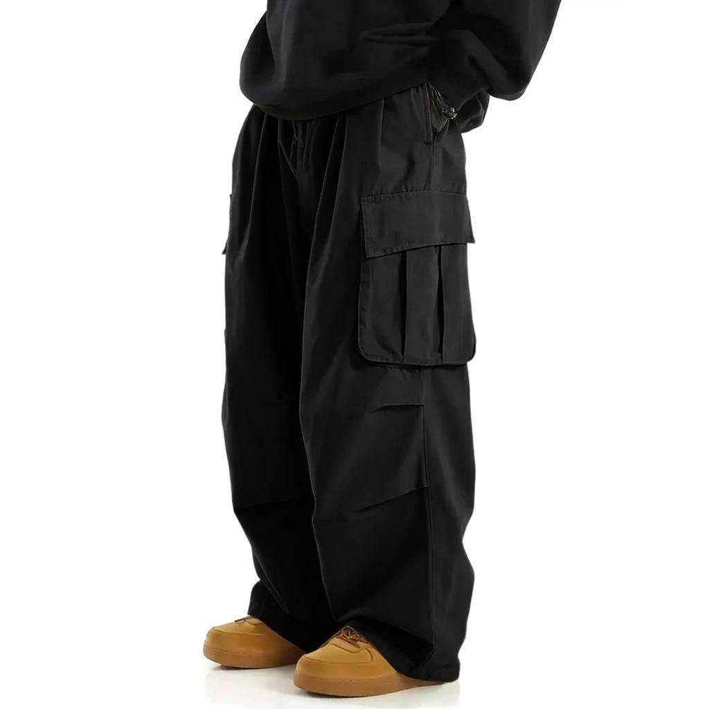 Men's Workwear Casual Pants, Outdoor Multi-pocket Loose Straight-cut Long Pants, Vintage Sports , Large Size Pants