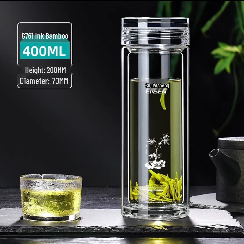 Shui Yisheng 400ML Double-Layer High Borosilicate Glass Tea Cup
