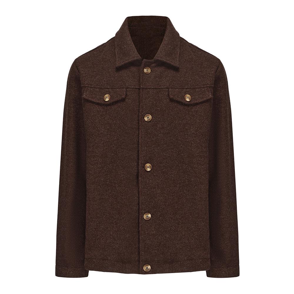 Men's Wool Coat: Single-Breasted Solid Color Autumn/Winter Fashionable Jacket