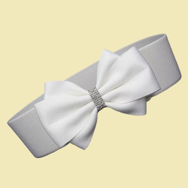 Large Elastic Bow Solid Color Wide Waistband Women'S Decorative Belt With Elastic Waist Seal Korean Version