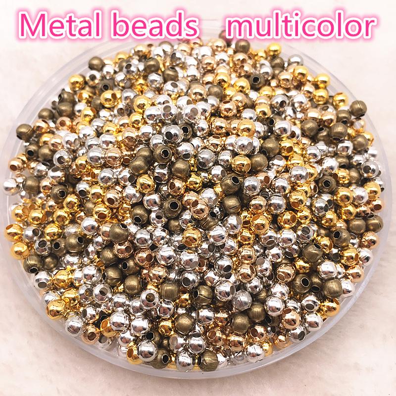 New 3mm--8mm Tone Metal Beads Smooth Ball Spacer Beads for Jewelry Making Diy Handmade Accessories