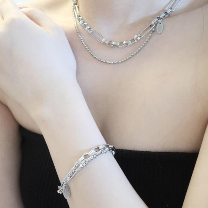821WEBSERVICE Ice Two Chain Necklace (black)