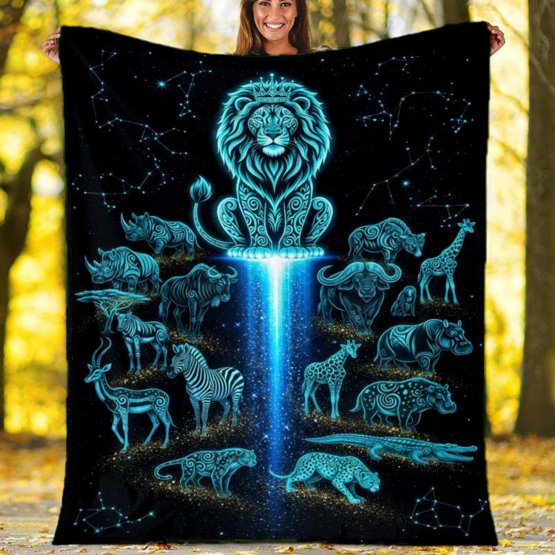 Moon Unicorn Girl Fleece Blanket, Fantasy Throw
