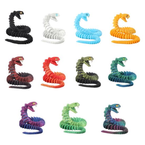 3D Printed Snake Articulated Toy, Flexible Jointed Serpent Figurine, Realistic Fidget Stress Reliever for Adults, Office Desk Decor Gift