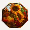 1pc Sunflower StainedGlass Compact Travel Umbrella, Automatic Folding Lightweight Windproof 8-Bone Reinforced Design, Portable for Backpack