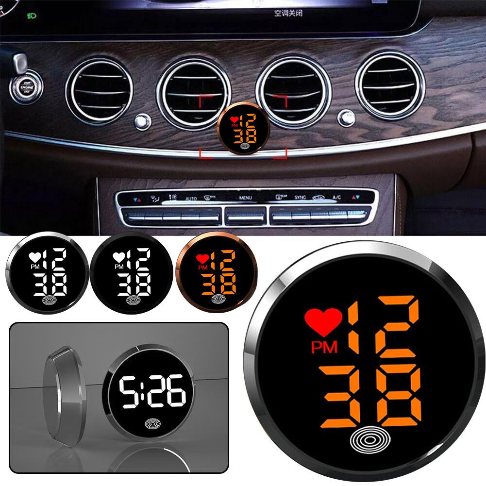 Car Electronic Clock Adhesive Digital Clock for Car Dashboard Air Vent, Small LED Time Display for Automotive Truck Bike A5D3