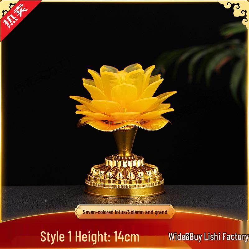 Seven-Color Lotus Bodhisattva Plug-in Offering Lamp for Buddha Hall, Year of the Horse.