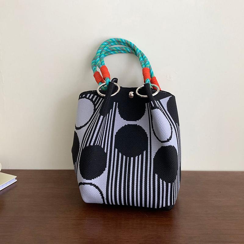 Butterfly Knitted Bucket Bag Women's Fashion Handbag Versatile Knitted Wrist Bag Shopping Handbag Cute Handbag