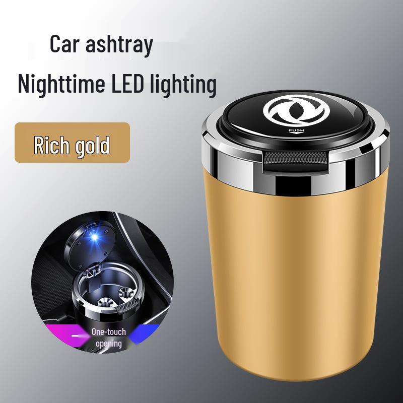Dongfeng Car Ashtray: Stainless Steel, Flip-Top, Trendy Design