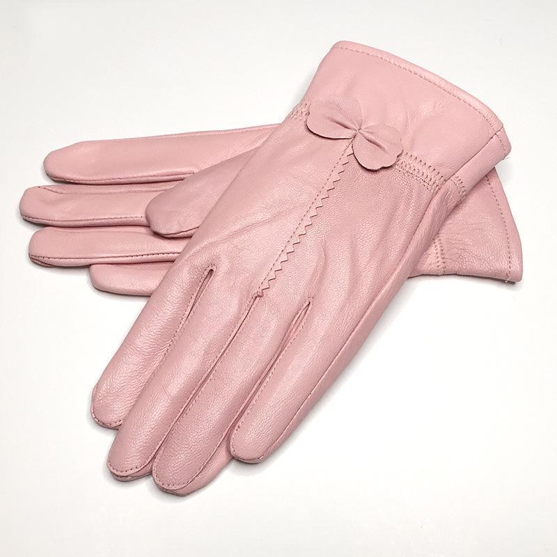 Gants en cuir pour femmes, couleur unie, gants de Protection chauds, accessoires d'extérieur, automne et hiver