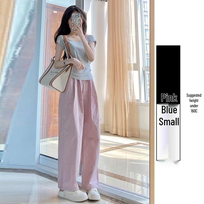 

Women s High-Waisted Ice Silk Wide-Leg Summer Pants - Lightweight, Cool, Breathable, and Casual, Perfect for Sun Protection. XL