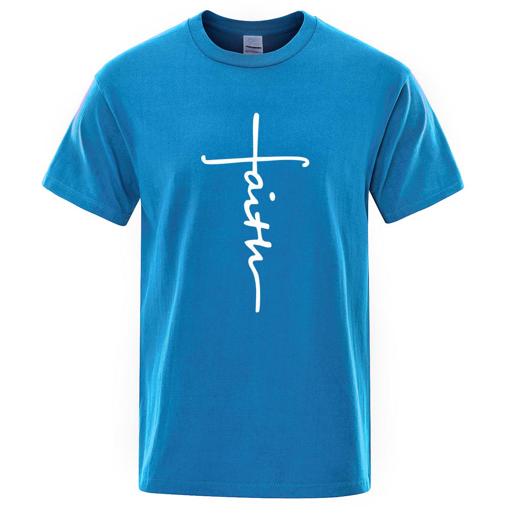 Pure Cotton Retro Faith Print Summer T-shirt For Men Women Fashion High Quality Short Sleeve Loose Sports Tshirt Breathable Top