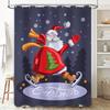 Tu Christmas Shower Curtain Santa Claus Festive Holiday Bathroom Decor Red And White Pattern Waterproof Xmas Gift Home