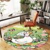 1PC Duck Garden Flowers Round Chair Mat Area Rug - Non-Slip, Floor Mat for Office, Bedroom, Home Decor Christmas Gift C0528063