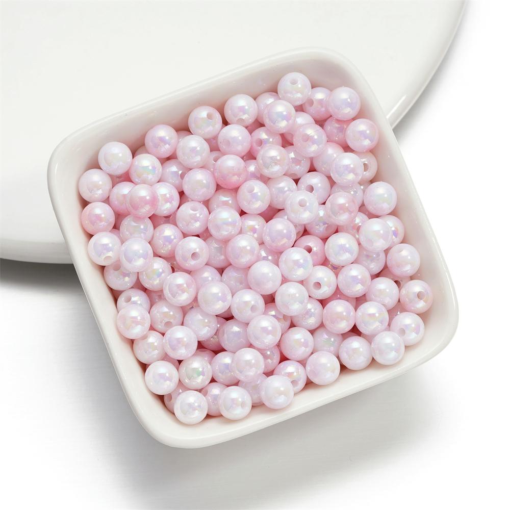 10g 4/6mm Acrylic Aurora Spacer Beads Gradient AB Color Imitation Pearl Round Bead for DIY Bracelet Jewelry Accessories