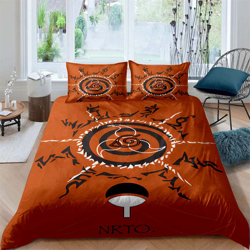 NARUTO Shonen Manga Print Bedding Set – Duvet Cover Set – Luxury Gift for Teens, Fits Double/Single Beds