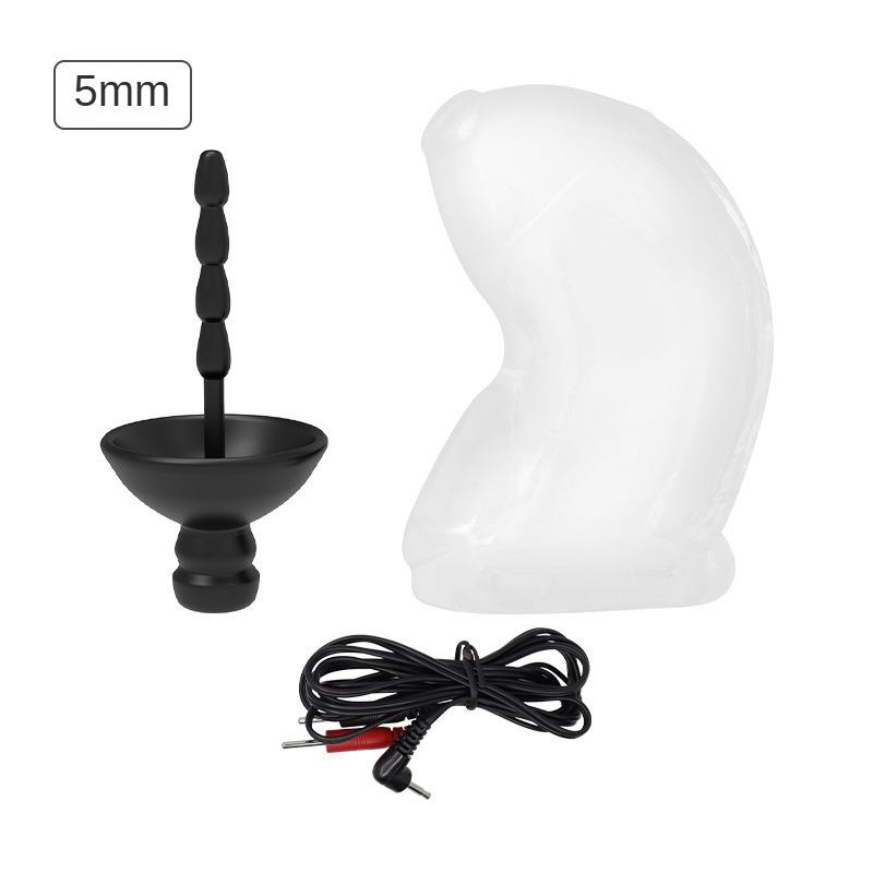 Electric Shock Male Soft Chastity Cage Chastity Device Electric Stimulation Urethral Sounding Plug Dilator Shock Masturbation