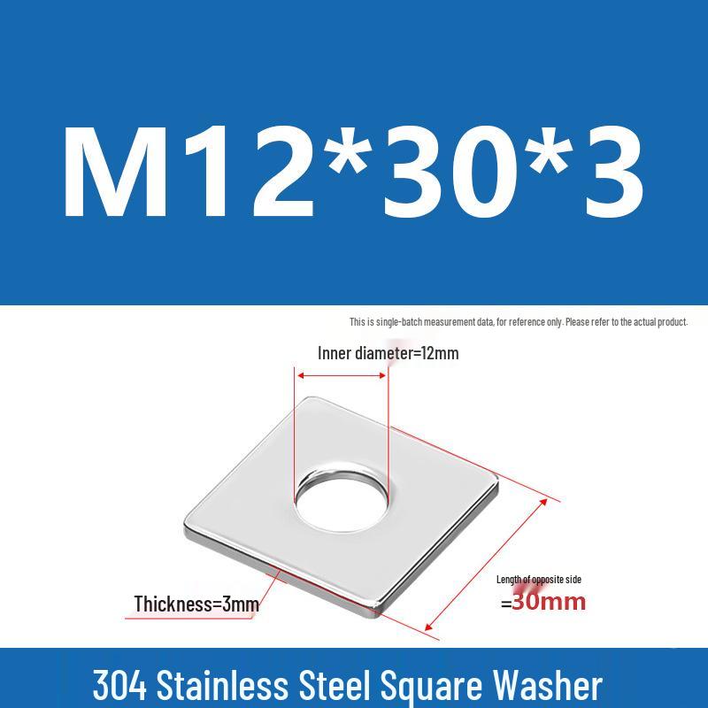 304 Stainless Steel Thickened Square Washer for Curtain Wall (M4-M16)