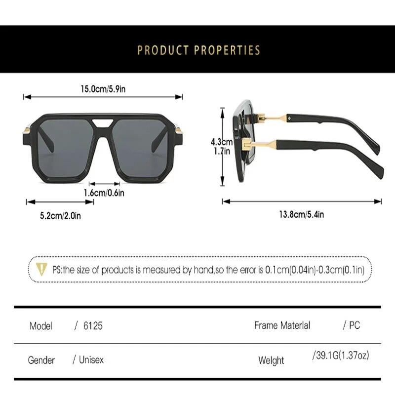 Retro Square Frame Sunglasses Men And Women With The Same European And American Double Beam Sunglasses Trend To Wear Decorative