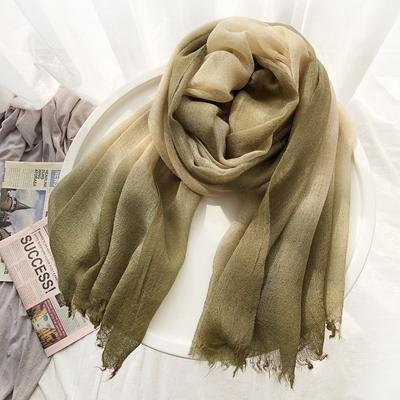 Breathable Thin Autumn Winter Wool Scarf For Men Women Tie-Dye Gradient Color Warm Neckerchief Long Soft Pashmina Foulard Shawl
