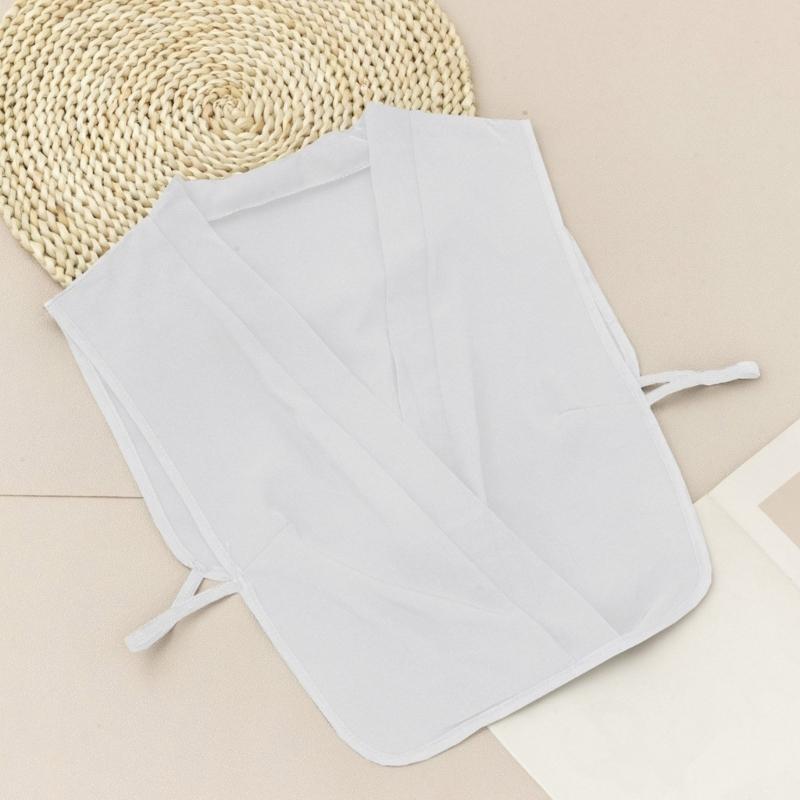 Women Solid Color Fake Collar Detachable Blouse Sexy Cross Wrap Deep V-Neck False Collar Chiffon Half Shirt Layering Top