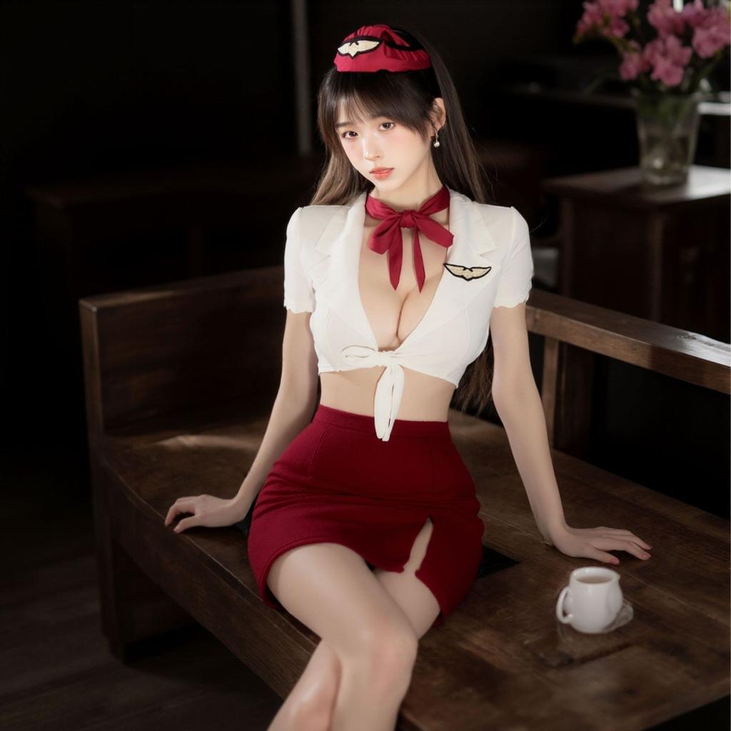 Sex lingerie pure desire stewardess uniform sexy deep V free suit cosplay temptation