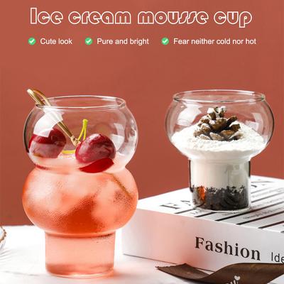 300/520ml Coffee Mug Gourd Shape Cocktail Glass Household Transparent Whiskey Wine Yogurt Dessert Glass Cup Bar Drinkware