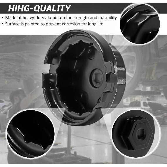 64Mm 14 Flutes/4 Slots Oil Filter Cap Wrench Removal Tool Socket Compatible With Toyota, Lexus, And Scion Vehicles Equipped With 2.5L To 5.7L