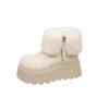 Yueyu European leather lamb wool lapel two wear fluffy snow cotton boots thick-soled muffin small man super high heel short boots