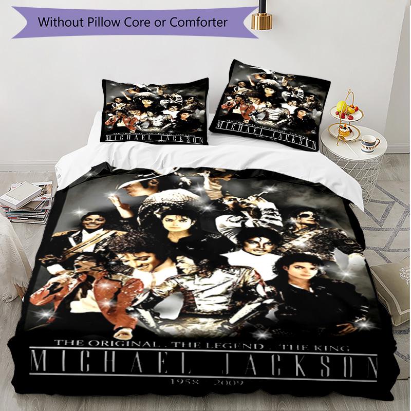 3pcs Duvet Cover Set (1*Duvet Cover + 2*Pillowcase, Without Core), Michael Jackson Print Soft All‑Season Bedding Set, Home Bedroom Decor Gift