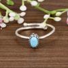 Arizona Turquoise Adjustable Ring 925 Sterling Silver, Oval Turquoise Ring, Minimalist Open Ring, Dainty Turquoise Jewelry Gift for Women.