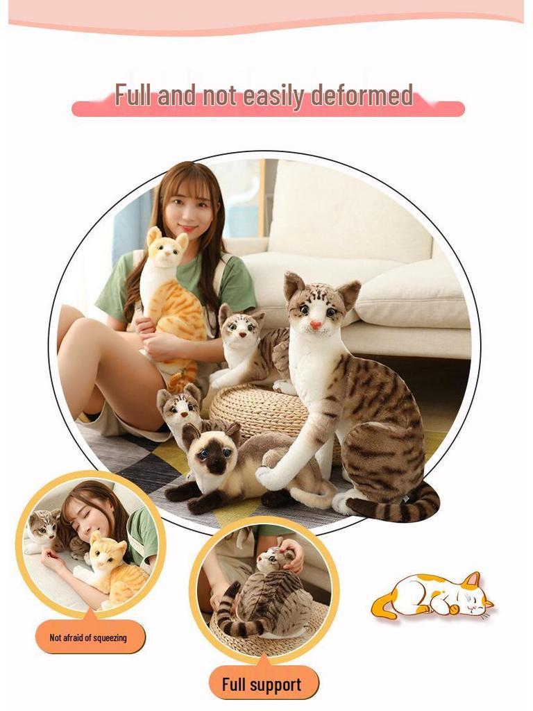 Orange and Siamese Cat Plush Toy Figurine