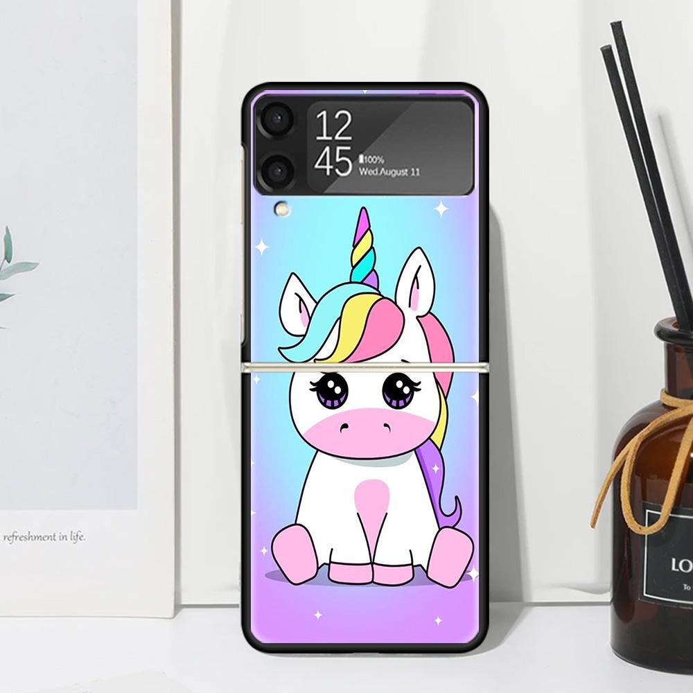 

Pink Unicorn Rainbow Phone Case For Samsung Galaxy Z Flip 7 Flip7 Zflip 6 Flip6 5 Flip5 4 Flip4 3 Flip3 5G Fundas Black Cover Ga Samsung Z Flip 5