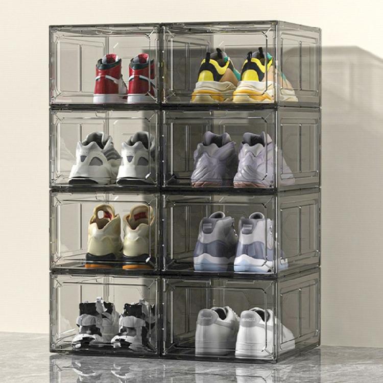 Stackable Plastic Shoe Storage Boxes Multipurpose Storage Containers Space Efficient Clear Boxes for Shoes Accessory