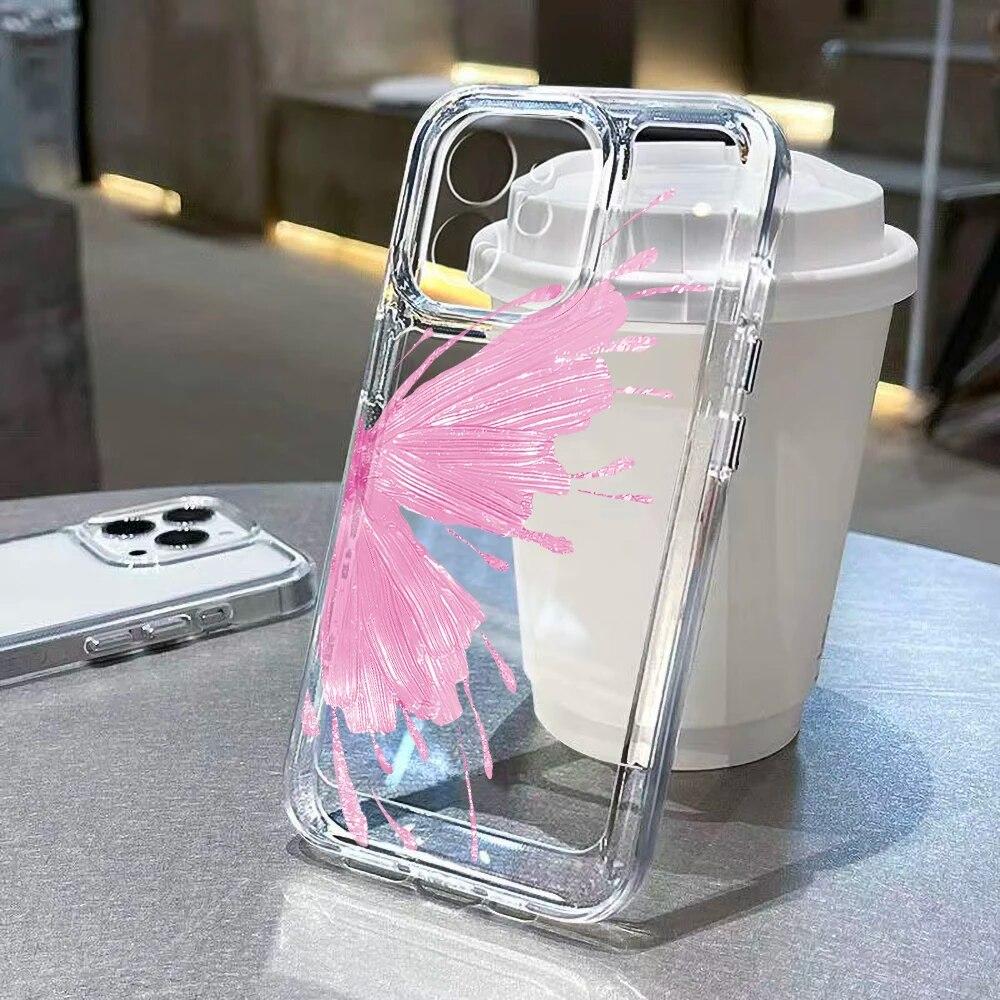 Butterfly Clear Phone Case For iPhone 15 Pro Case iPhone 13 11 12 14 Pro Max XS XR X 7 8 Plus Transparent Soft Shockproof Cover